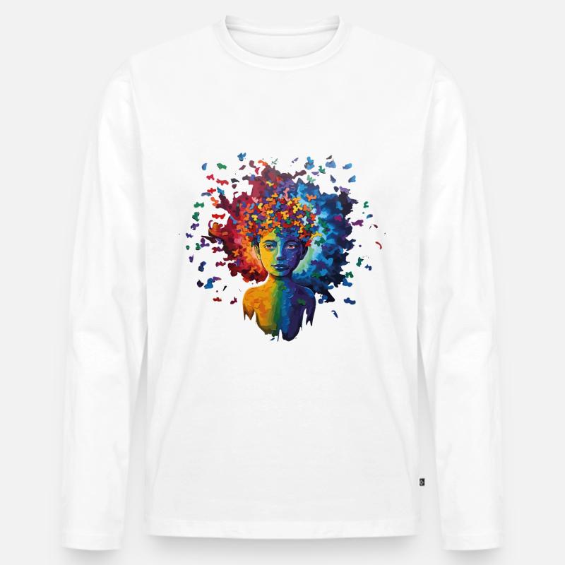 Buntes Autismus Design ein Zeichen der Vielfalt - Männer Premium Bio Langarmshirt - Weiß
