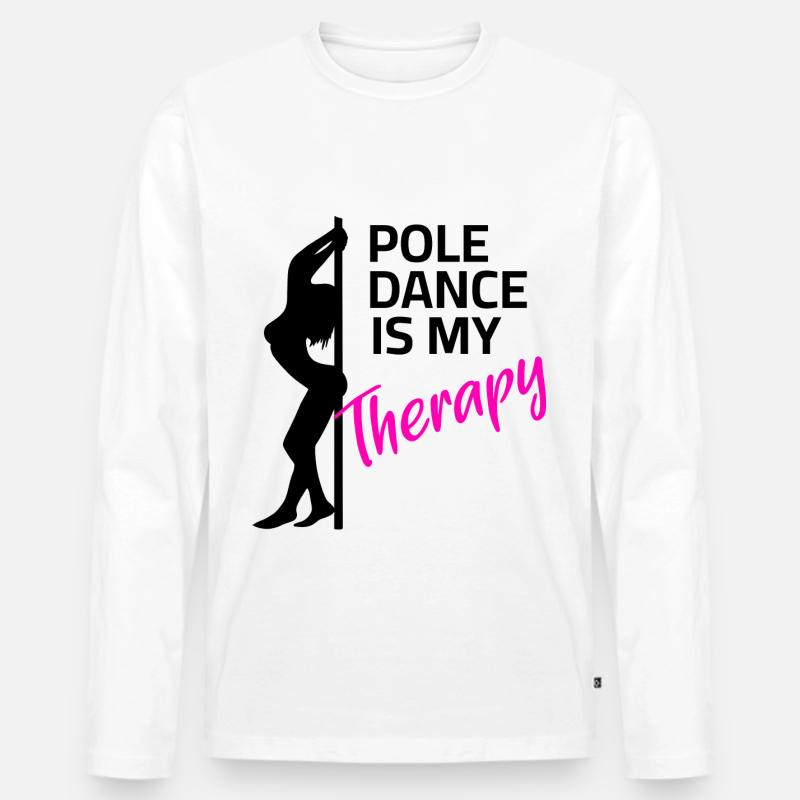 Pole Dance is my Therapy - Männer Premium Bio Langarmshirt - Weiß