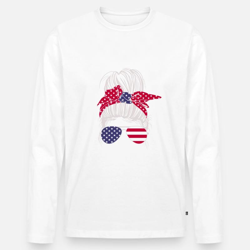 Messy Bun USA - Männer Premium Bio Langarmshirt - undefined