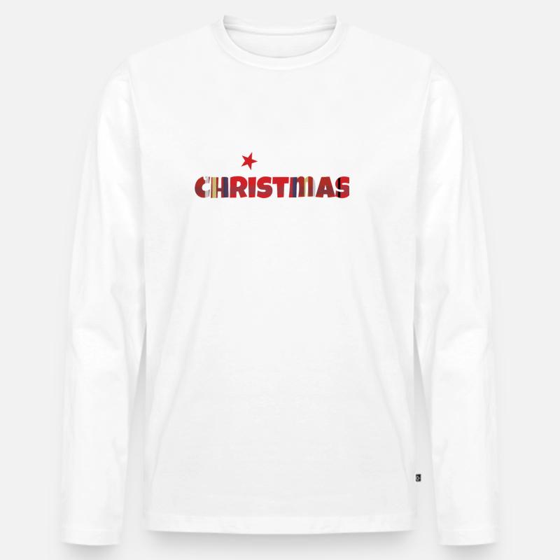 Weihnachtspulli I love Christmas - Männer Premium Bio Langarmshirt - Weiß