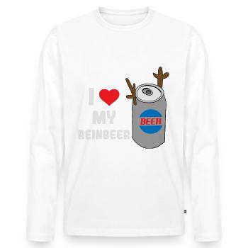I love my Reinbeer! Biertrinker - Männer Premium Bio Langarmshirt - Weiß - Vorne - Nico (187cm)