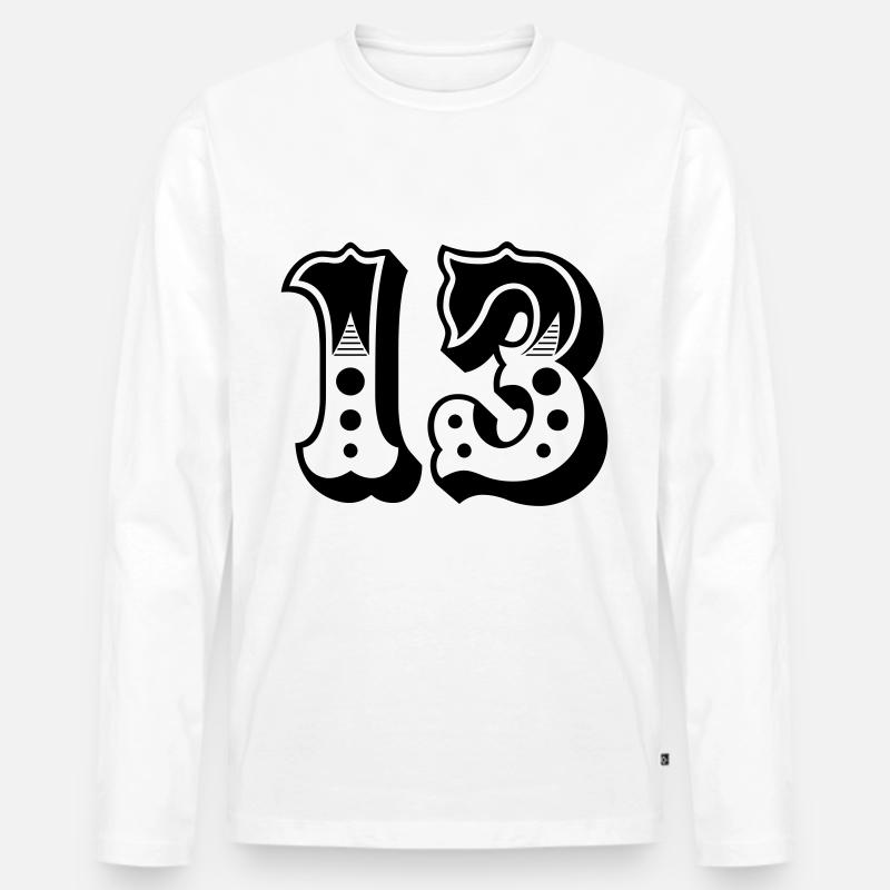 13 - Zahl - Nummer - Männer Premium Bio Langarmshirt - Weiß