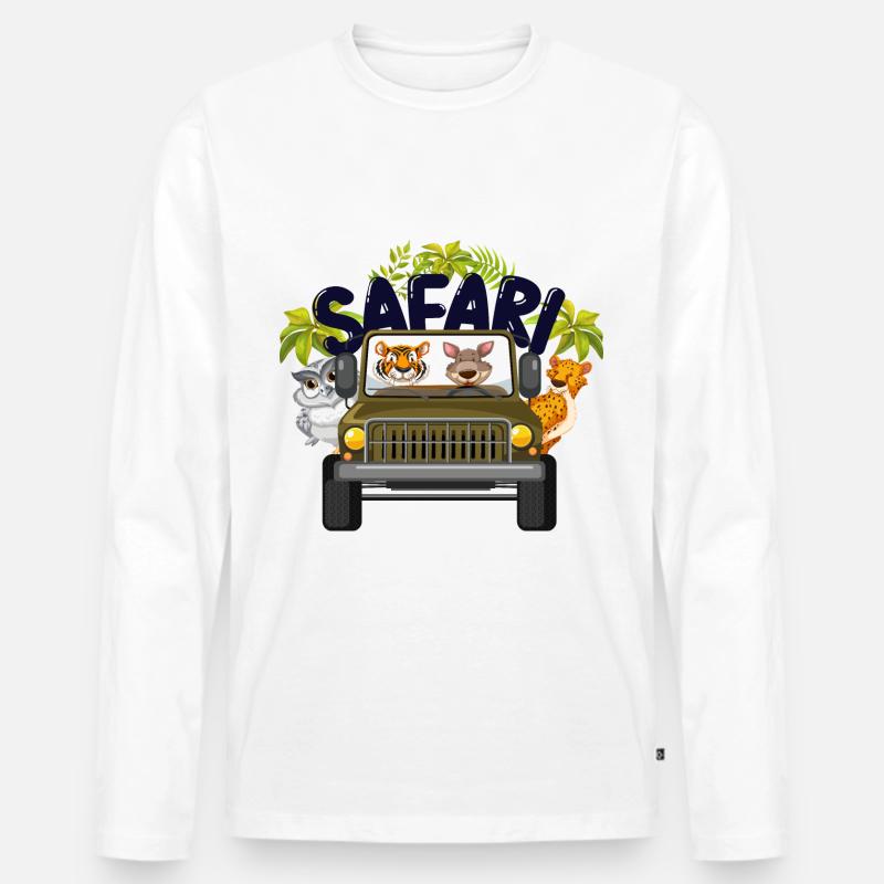 Safari Big five - Männer Premium Bio Langarmshirt - Weiß