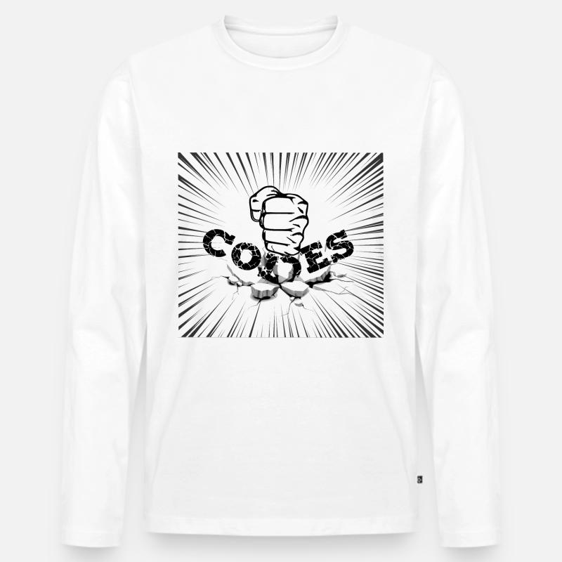 CRACK-CODES - Männer Premium Bio Langarmshirt - Weiß