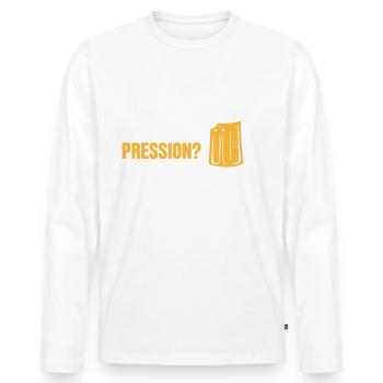 Moi la pression ? Je ne la subis pas, je la bois - T-shirt manches longues Premium bio Homme - blanc - Devant - Nico (187cm)