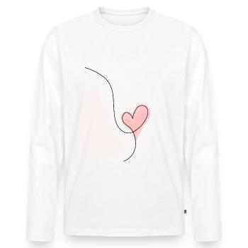 Abstract heart line drawing - Men's Premium Organic Long Sleeve Shirt - white - Front - Nico (187cm)