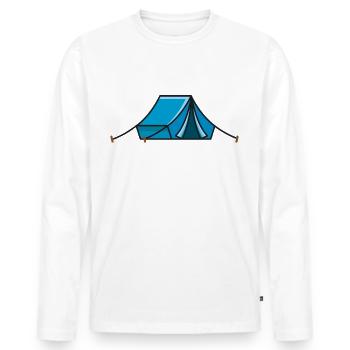 Zelt - Männer Premium Bio Langarmshirt - Weiß - Vorne - Nico (187cm)