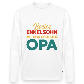 Bester Enkelsohn mit dem coolsten Opa - Männer Premium Bio Langarmshirt - Weiß - Vorne - Nico (187cm)