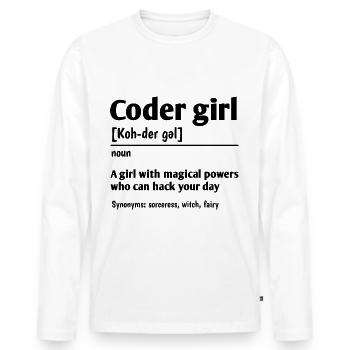 Coder Girl Definition Noun Software Developer Prog - Männer Premium Bio Langarmshirt - Weiß - Vorne - Nico (187cm)