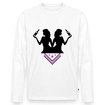 Party Woman Drunk Celebrating Bottle - Men's Premium Organic Long Sleeve Shirt - white - Front - Nico (187cm)