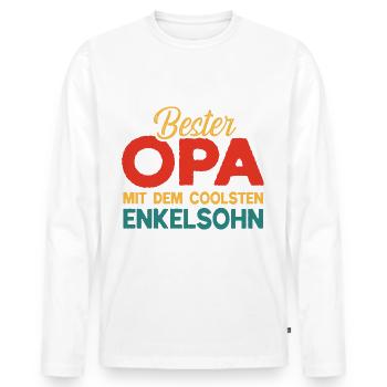 Bester Opa mit dem coolsten Enkelsohn - Männer Premium Bio Langarmshirt - Weiß - Vorne - Nico (187cm)
