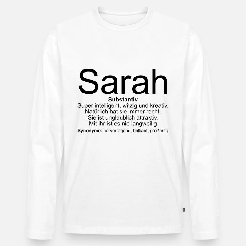 Name Definition Sarah - Männer Premium Bio Langarmshirt - Weiß