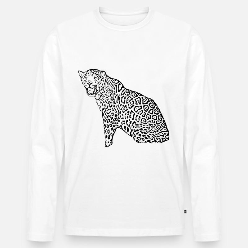 leopard schwarz - Männer Premium Bio Langarmshirt - Weiß