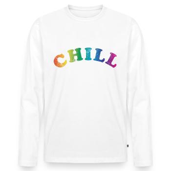 Chill chill out - Men's Premium Organic Long Sleeve Shirt - white - Front - Nico (187cm)