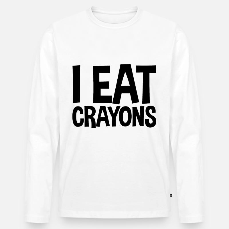 I Eat Crayons - Männer Premium Bio Langarmshirt - Weiß