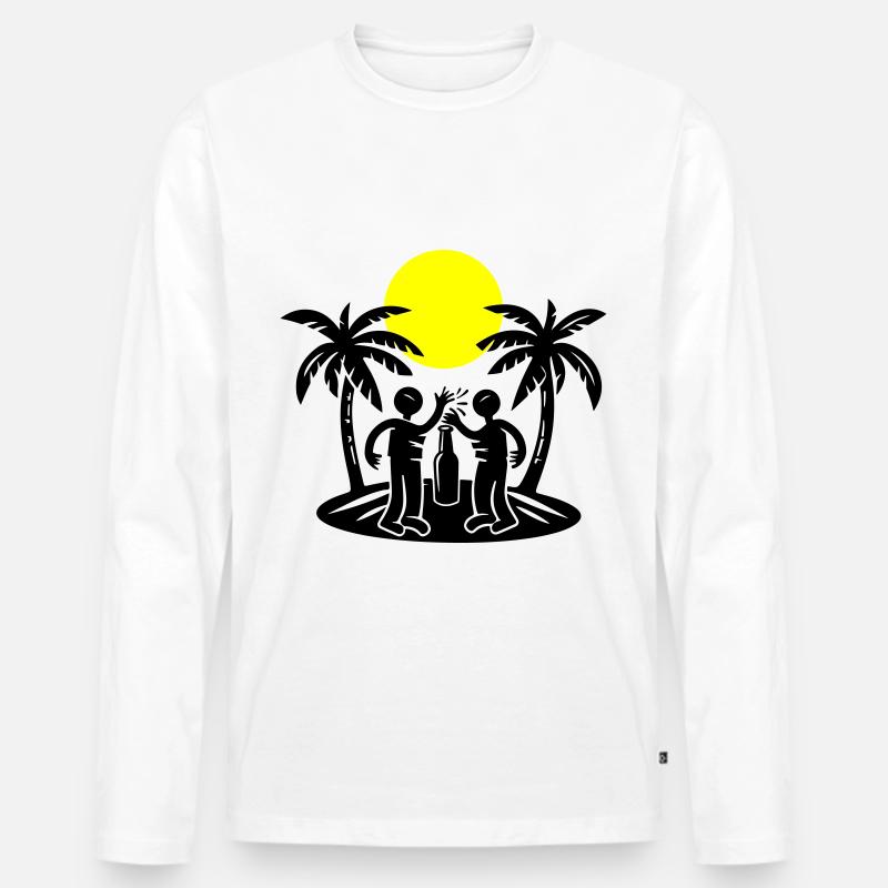 Insel Strand Party Drinking - Männer Premium Bio Langarmshirt - Weiß