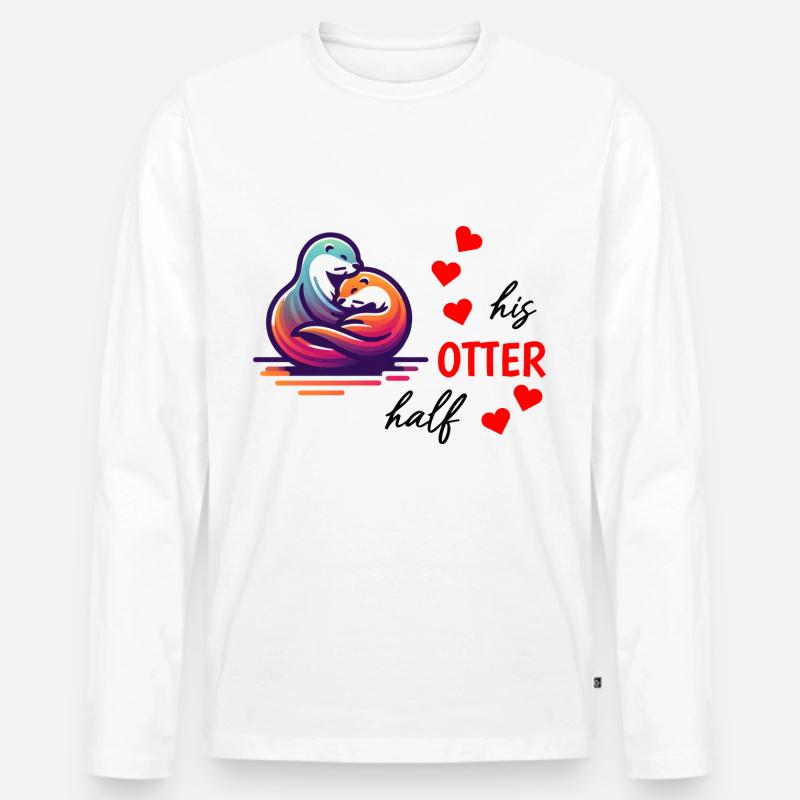 Otter half liebe geschenk - Männer Premium Bio Langarmshirt - Weiß