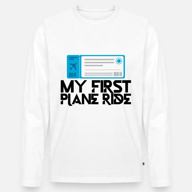 My First Plane Ride 32 - Männer Premium Bio Langarmshirt - Weiß
