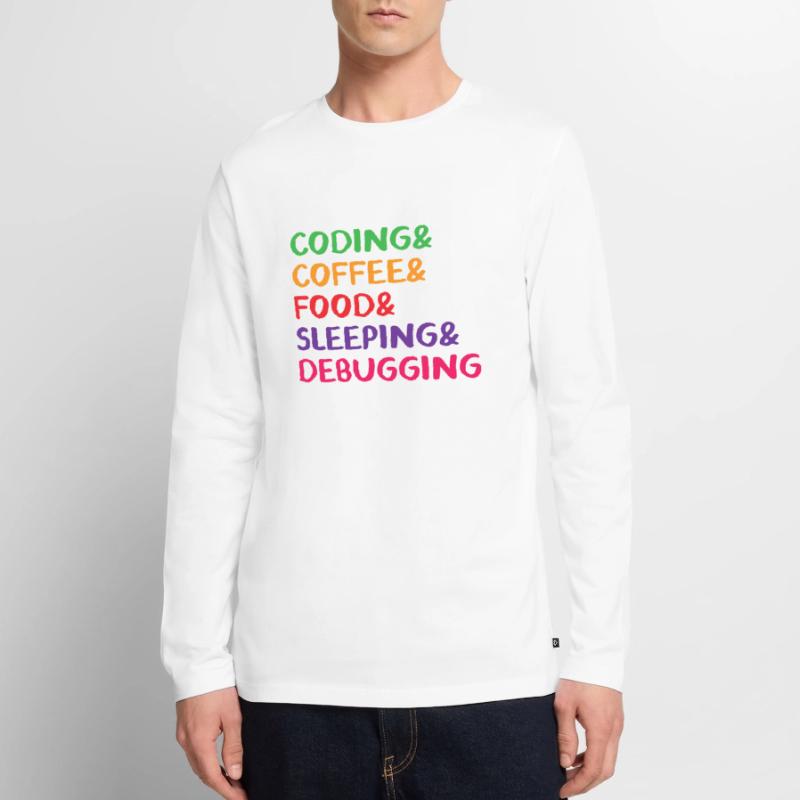 Coding Coffee Food Sleeping Debbuging Programmer C Männer Premium Bio Langarmshirt