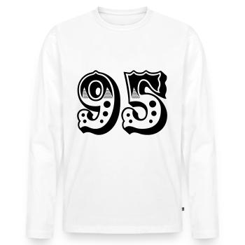 95 - Nombre - Numéro - T-shirt manches longues Premium bio Homme - blanc - Devant - Nico (187cm)