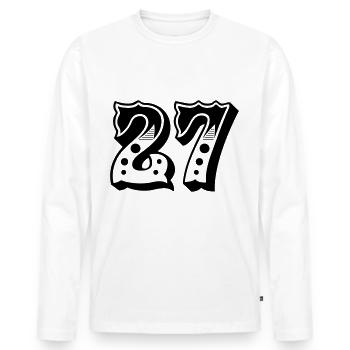 27 - Zahl - Nummer - Männer Premium Bio Langarmshirt - Weiß - Vorne - Nico (187cm)