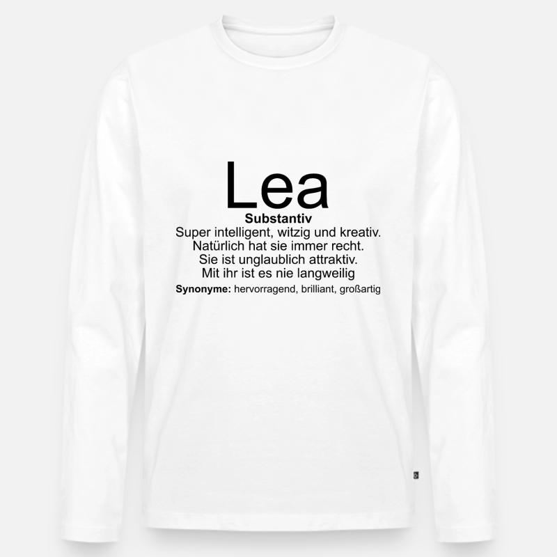 Name Definition Lea - Männer Premium Bio Langarmshirt - Weiß