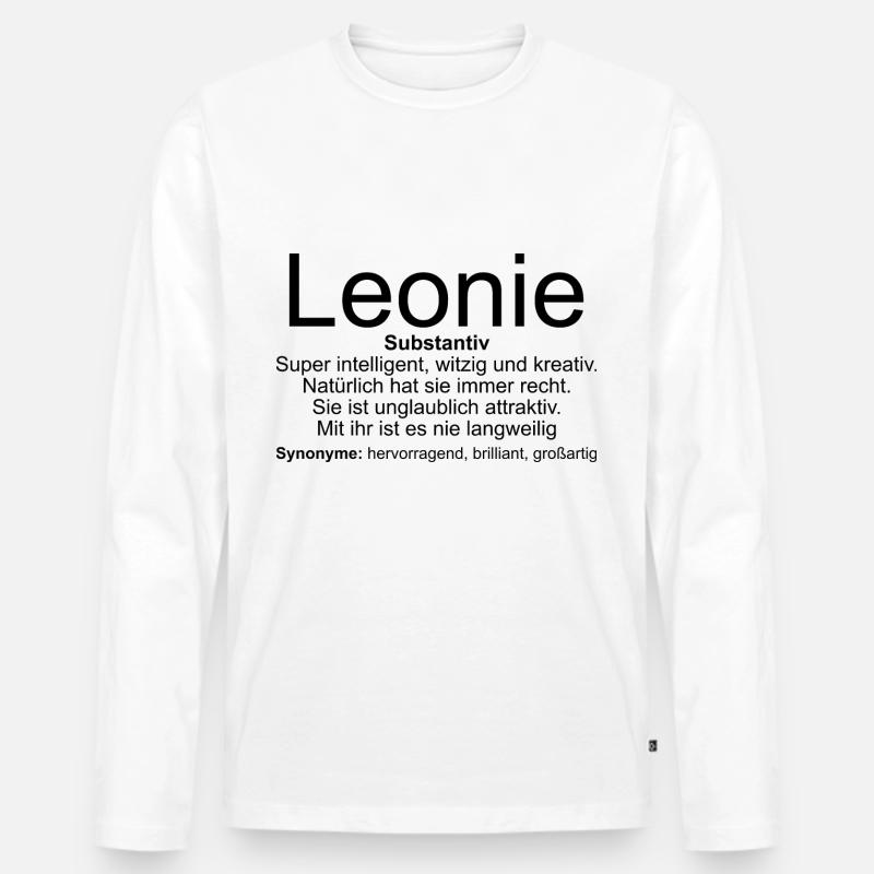 Name Definition Leonie - Männer Premium Bio Langarmshirt - Weiß