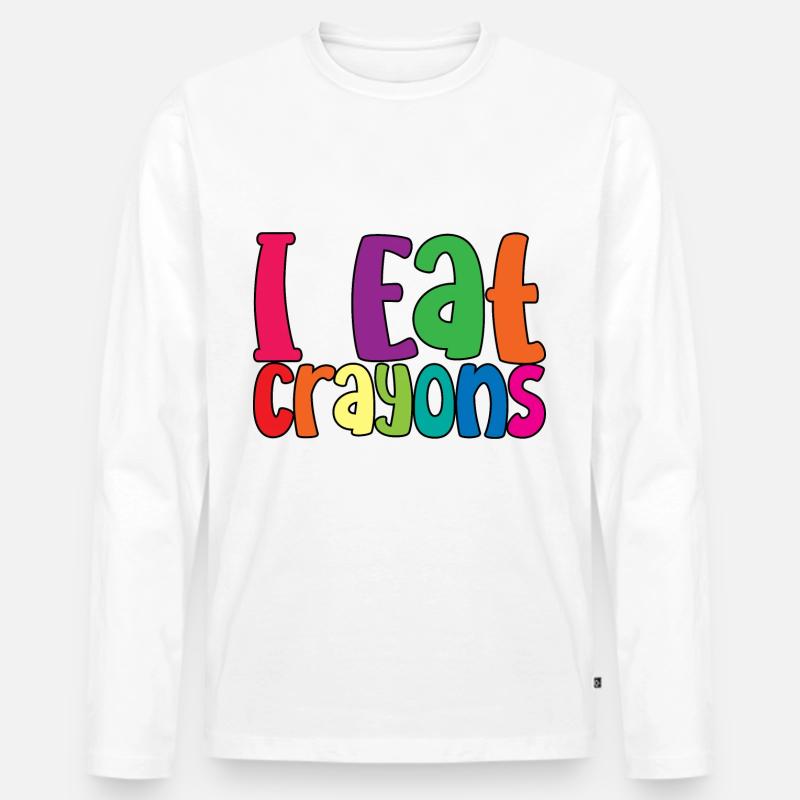 I Eat Crayons 3 - Männer Premium Bio Langarmshirt - Weiß