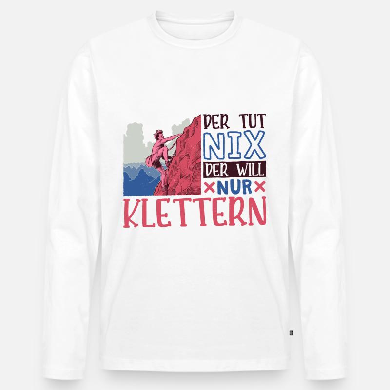 Berg Bergsteigen Kletterer Klettern - Männer Premium Bio Langarmshirt - Weiß