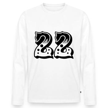 22 - Nombre - Numéro - T-shirt manches longues Premium bio Homme - blanc - Devant - Nico (187cm)