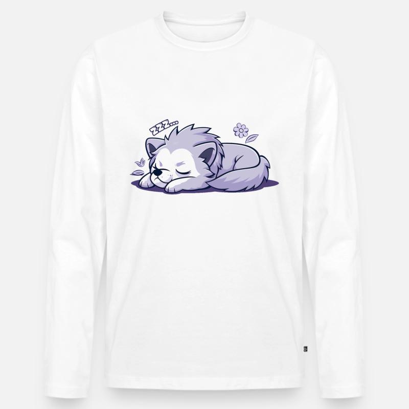 Schlafender Wolf - Aufkleber - Männer Premium Bio Langarmshirt - Weiß