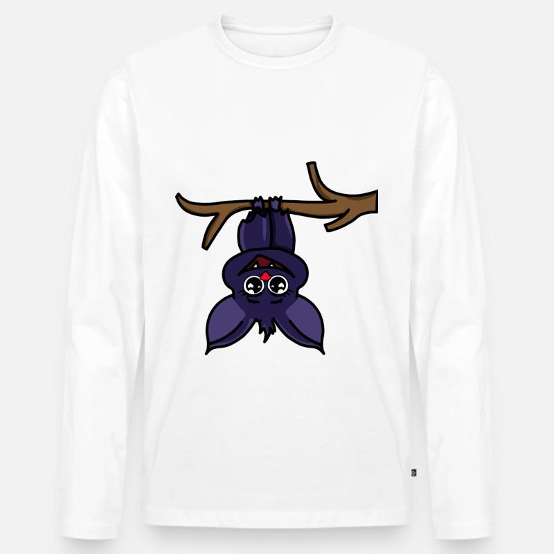 Fledermaus - Männer Premium Bio Langarmshirt - Weiß