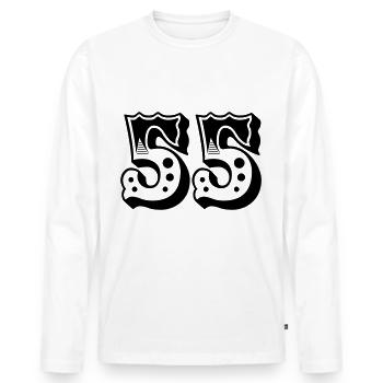 55 - Zahl - Nummer - Männer Premium Bio Langarmshirt - Weiß - Vorne - Nico (187cm)