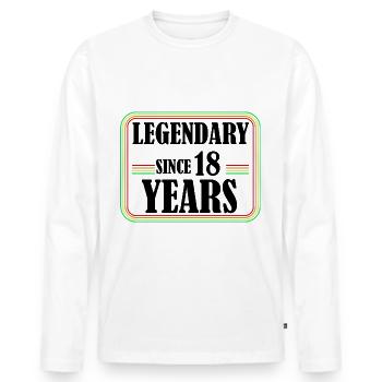 Legendary for 18 Years, 18th Birthday, Finally 18 - Men's Premium Organic Long Sleeve Shirt - white - Front - Nico (187cm)