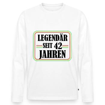 Legendär seit 42 Jahren, 42 Geburtstag, Endlich 42 - Männer Premium Bio Langarmshirt - Weiß - Vorne - Nico (187cm)