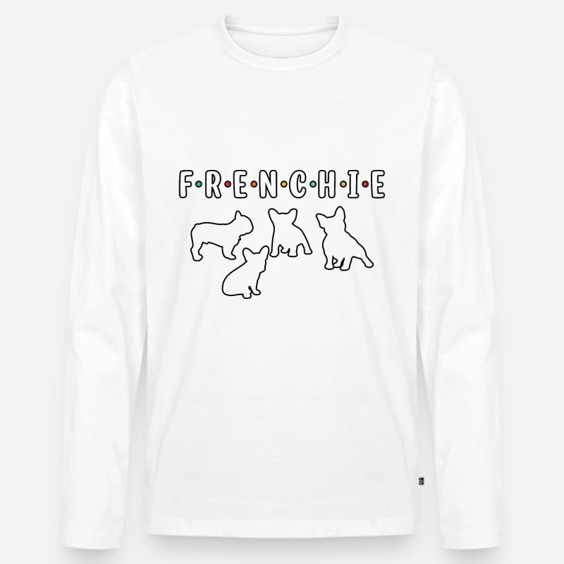 Frenchie - Männer Premium Bio Langarmshirt - Weiß
