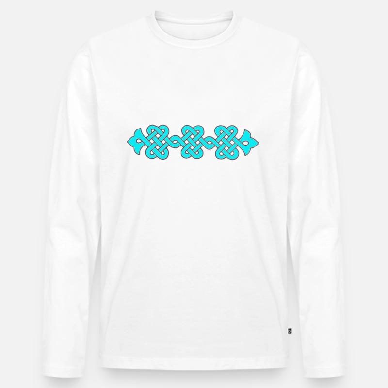 verschlungenes Ornament, türkis - Männer Premium Bio Langarmshirt - Weiß