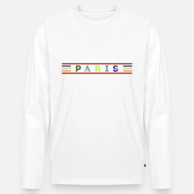 Paris - Männer Premium Bio Langarmshirt - Weiß