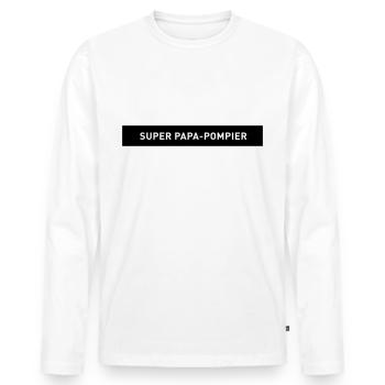 SUPER PAPA POMPIER Uniforme de Pompier - T-shirt manches longues Premium bio Homme - blanc - Devant - Nico (187cm)