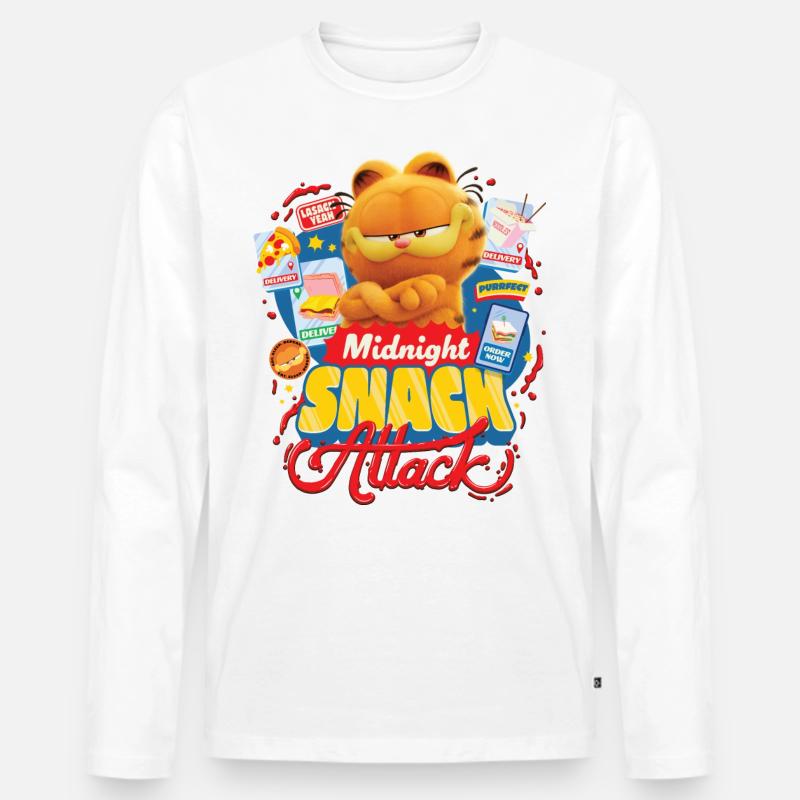 Garfield Midnight Snack Attack - Männer Premium Bio Langarmshirt - Weiß