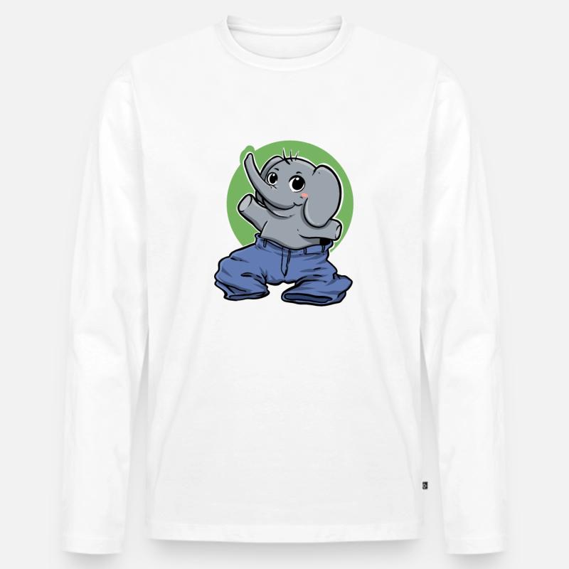 Elefant Hose Süß Geschenk - Männer Premium Bio Langarmshirt - Weiß