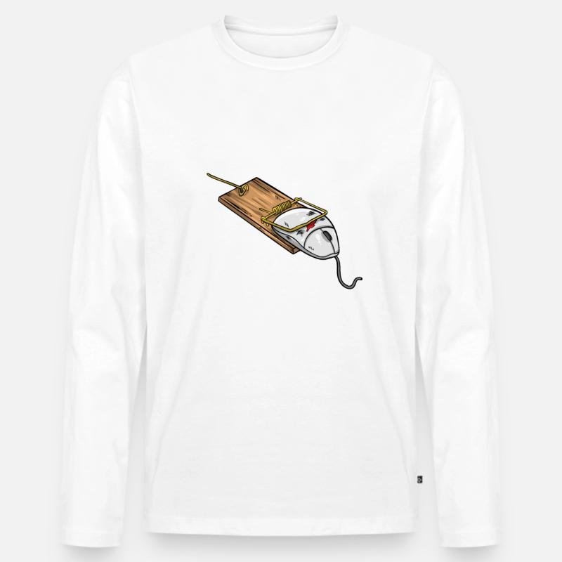 Gamer Mäusefalle Computer Maus - Männer Premium Bio Langarmshirt - Weiß