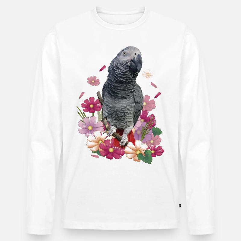 Der graue Papagei - Männer Premium Bio Langarmshirt - Weiß