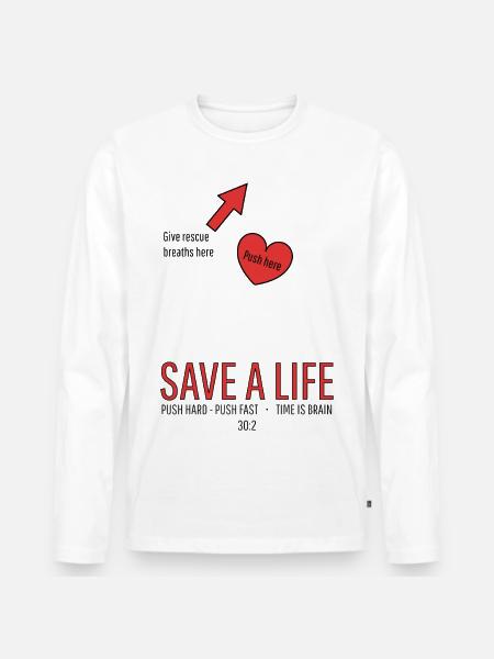 Save a life! CPR - Men's Premium Organic Long Sleeve Shirt - white