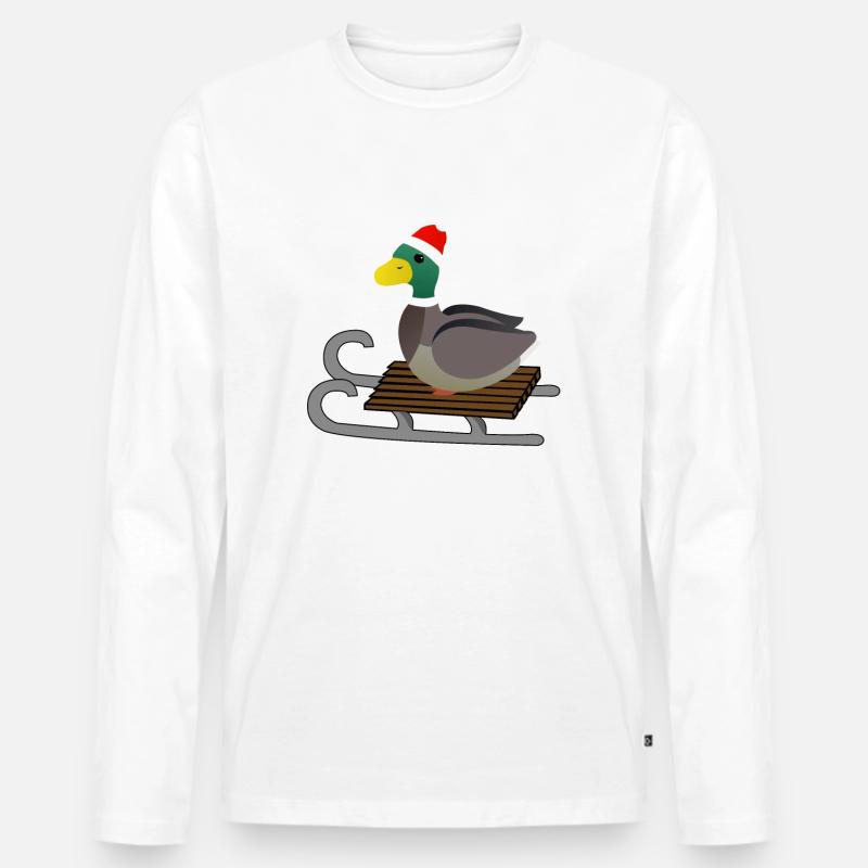 Ente - Männer Premium Bio Langarmshirt - Weiß