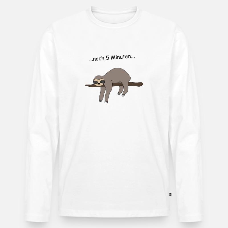 Faultier Schlafen Wecker - Männer Premium Bio Langarmshirt - Weiß