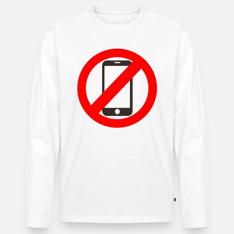 Handyverbot - Männer Premium Bio Langarmshirt - Weiß