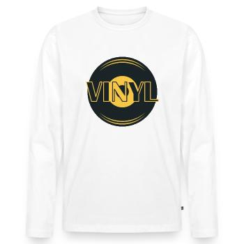Vinyle - T-shirt manches longues Premium bio Homme - blanc - Devant - Nico (187cm)