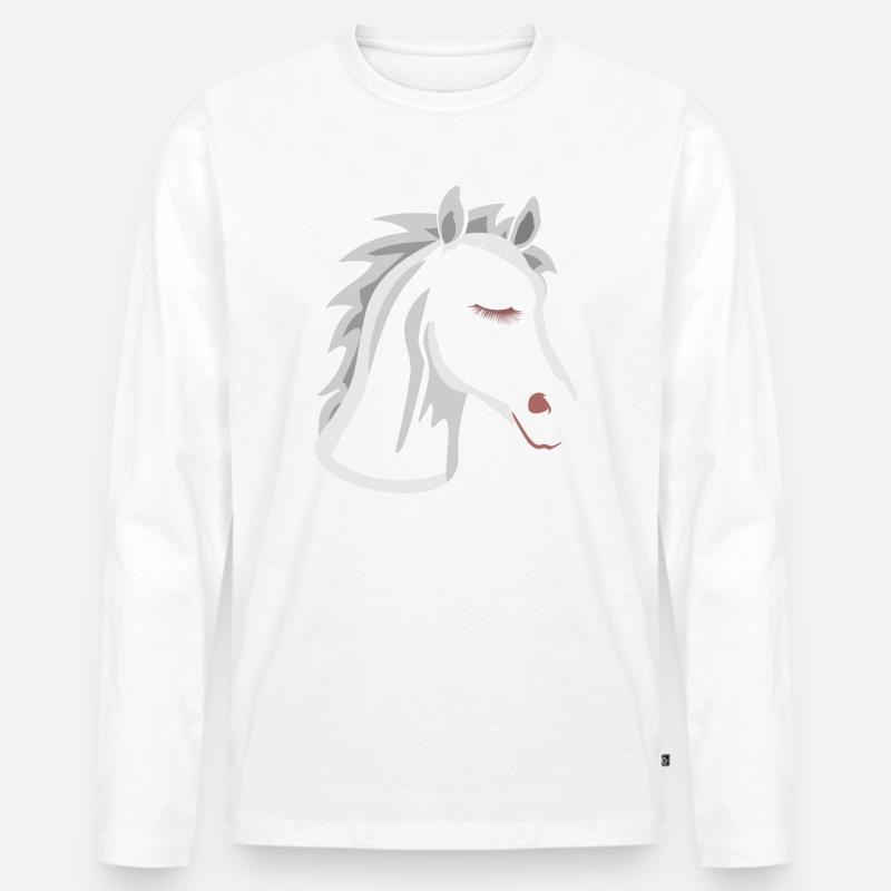 Pferdekopf - Männer Premium Bio Langarmshirt - Weiß