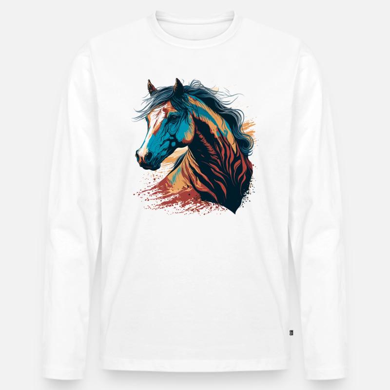 Stutengesicht - Männer Premium Bio Langarmshirt - Weiß